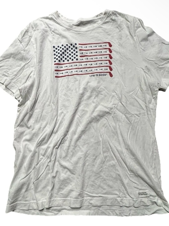 Life Is Good Other - Men’s Life Is Good White T Shirt American Flag Golf Detail Size Large